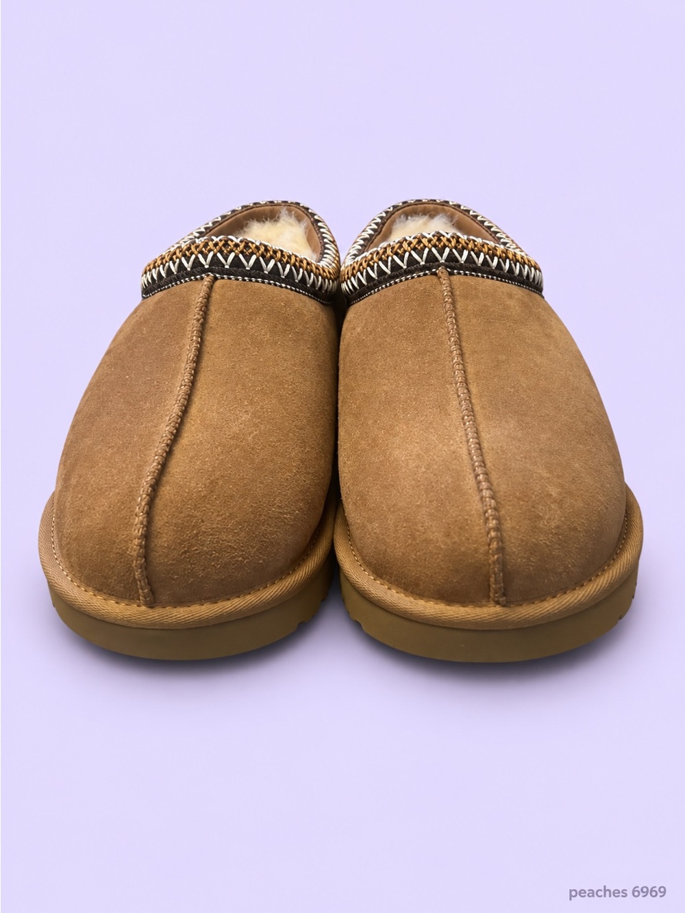 Brand Nee In box UGG Women's Chestnut Suede Slip-On Shearling-Lined Slippers